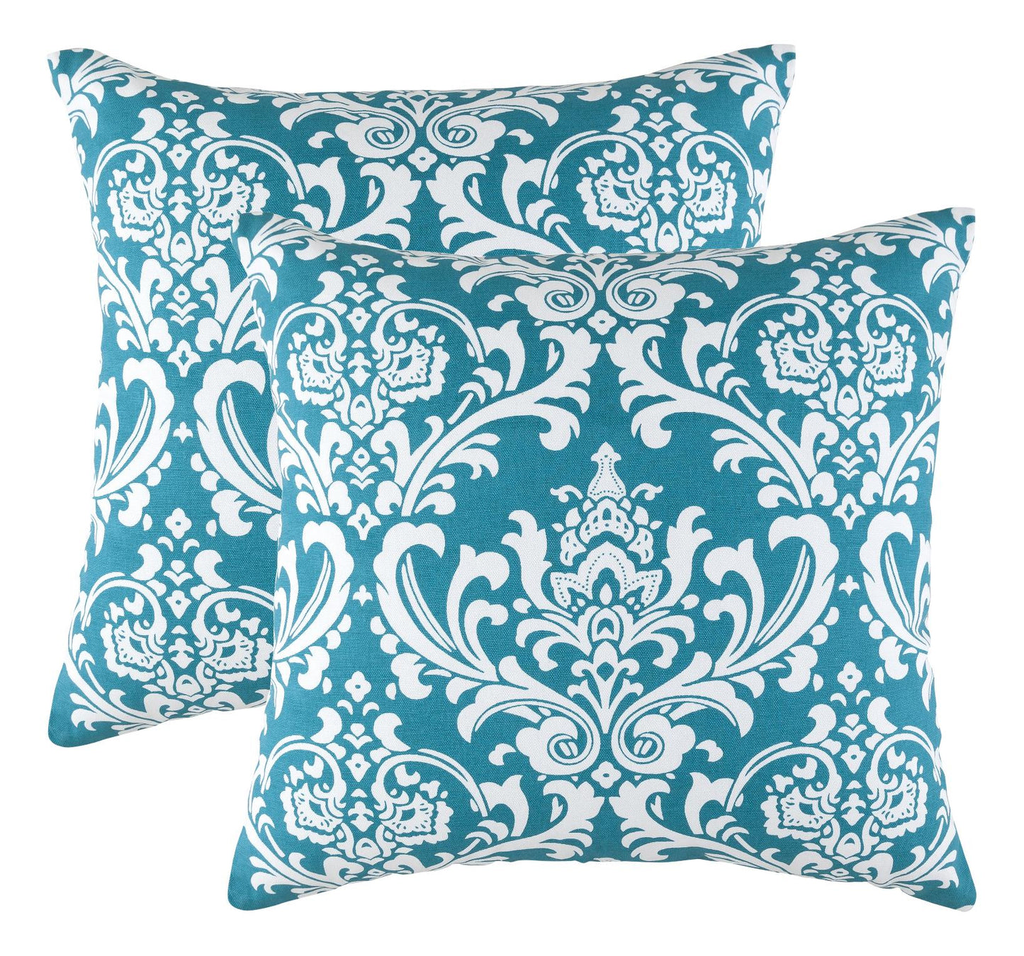 Damask Accent Decorative Throw Pillow Covers (Pack of 2) - TreeWool#color_teal