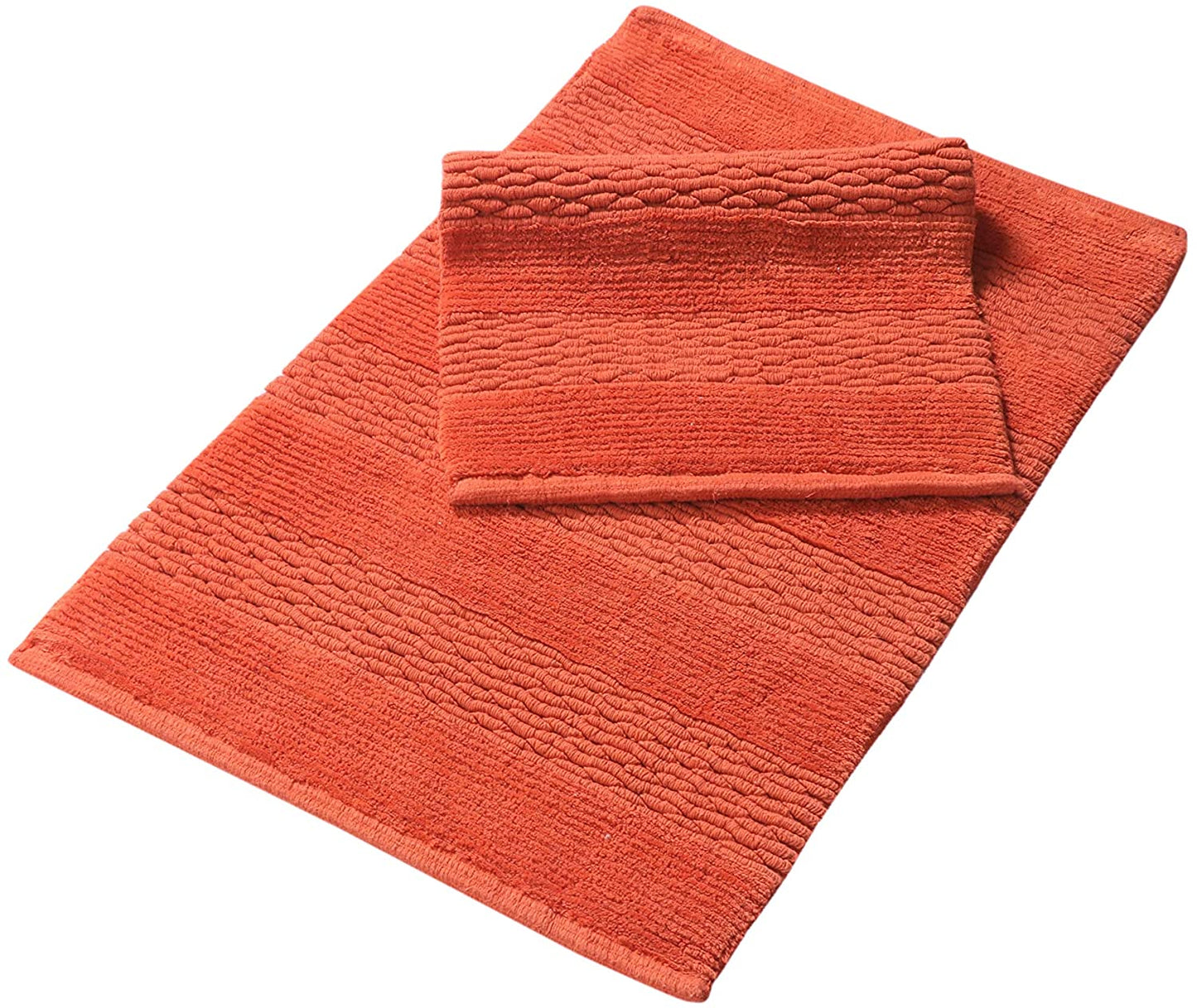 Cotton bath rugs water absorbent stripe design bathmat set of 2 - TreeWool Bathrugs#color_rusty